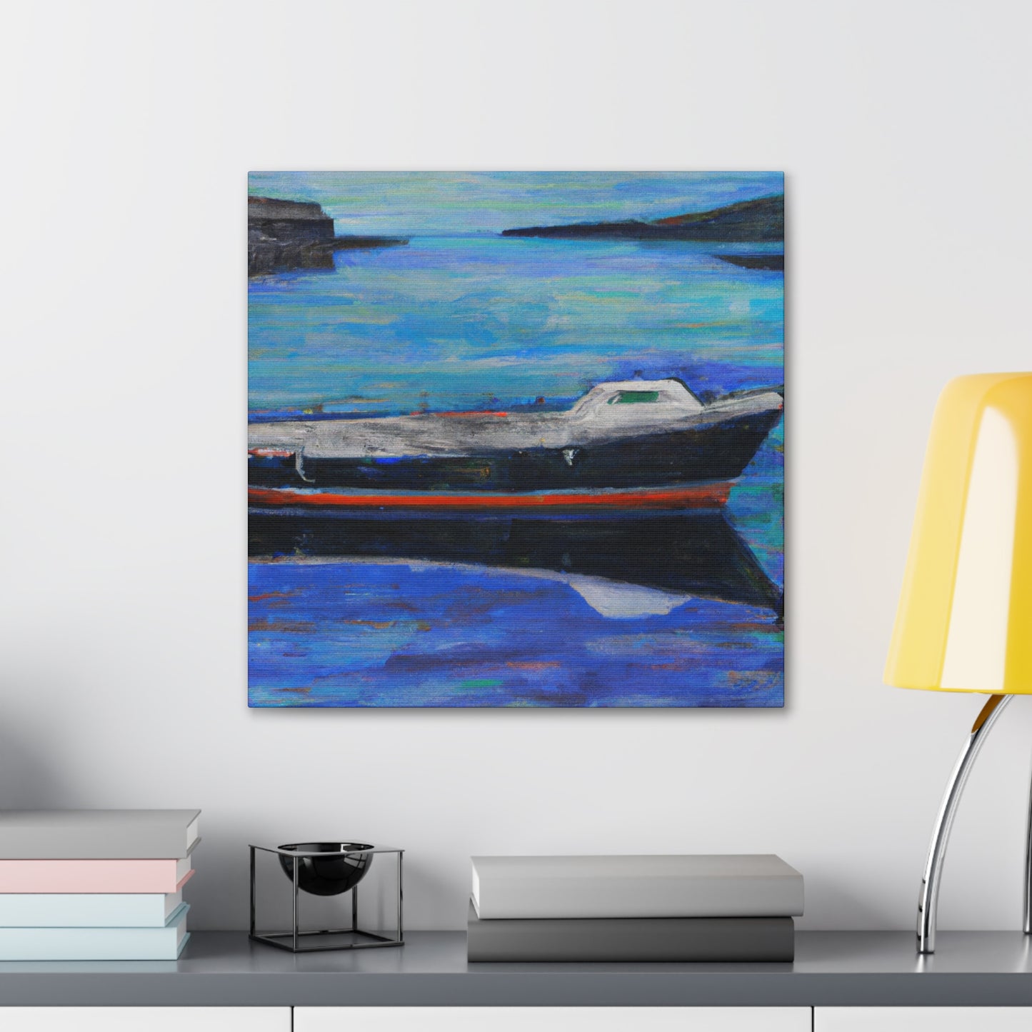 "Boats at Dawn Illustration" - Canvas