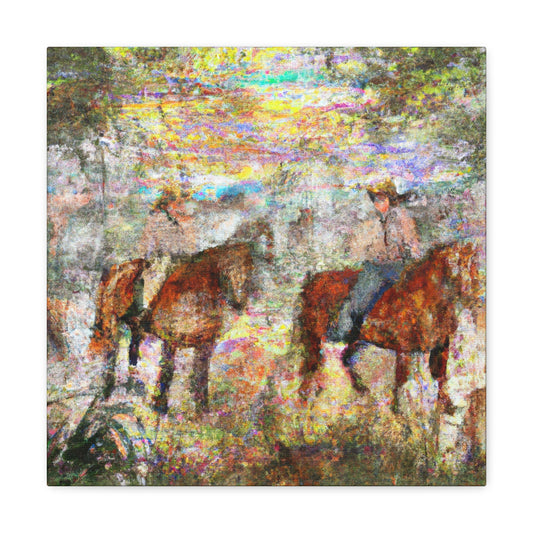 "Fog and Frolicing Horses" - Canvas