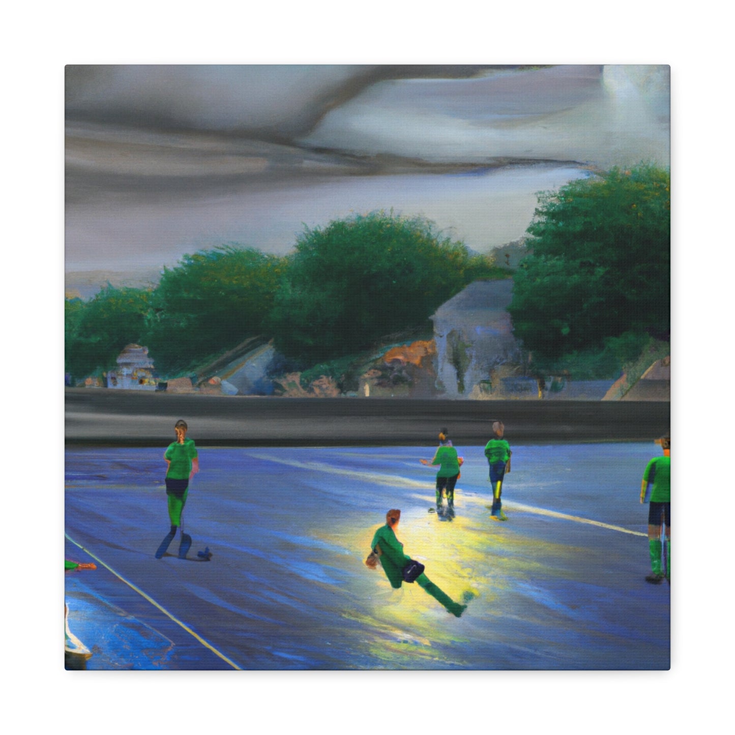 Playing Soccer Reflection - Canvas