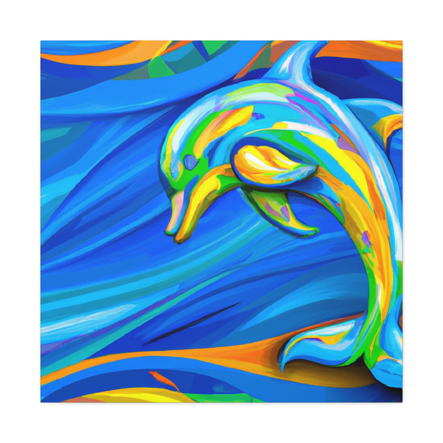 "Dolphin in Fauvist Hues" - Canvas