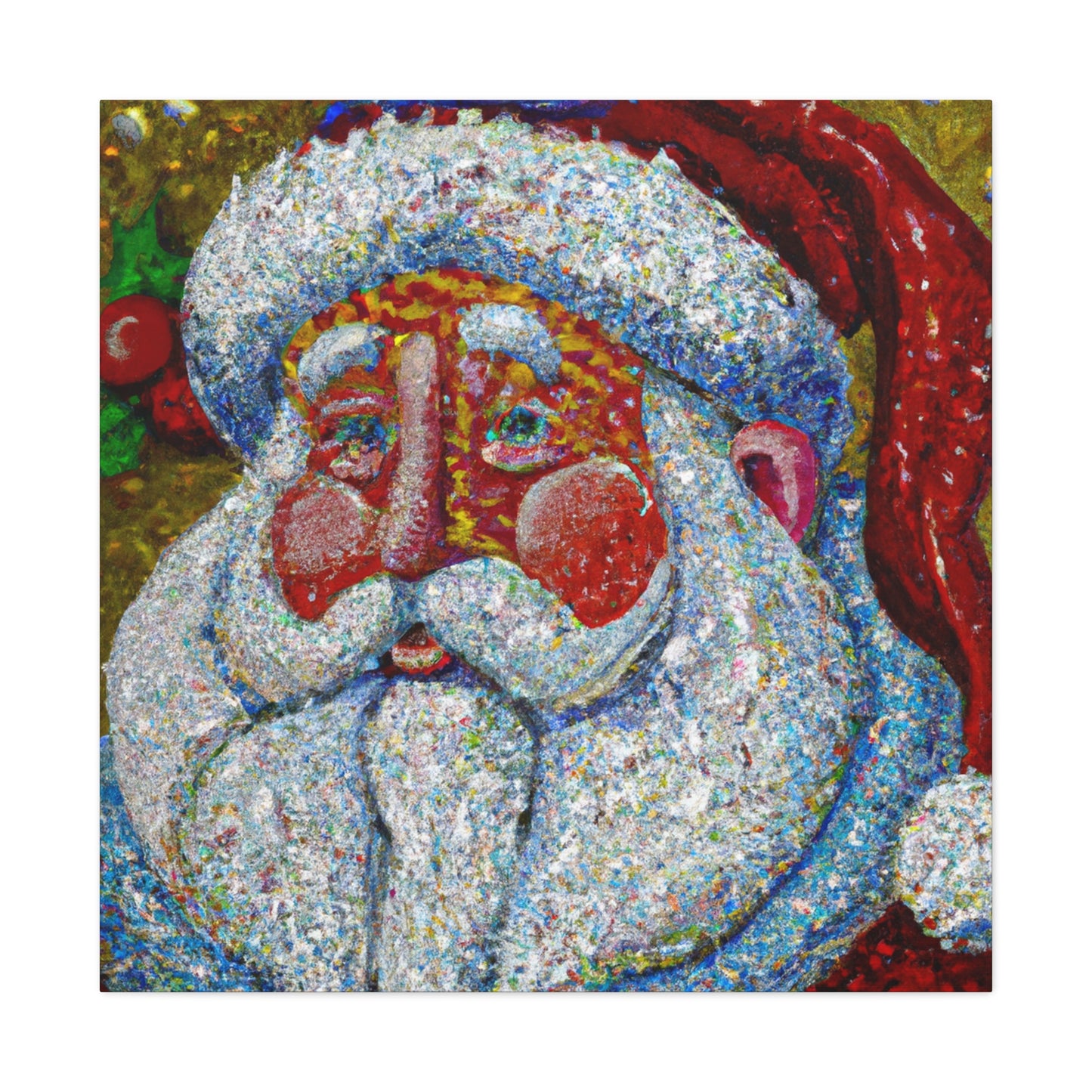 Santa's Pointillism Joy - Canvas