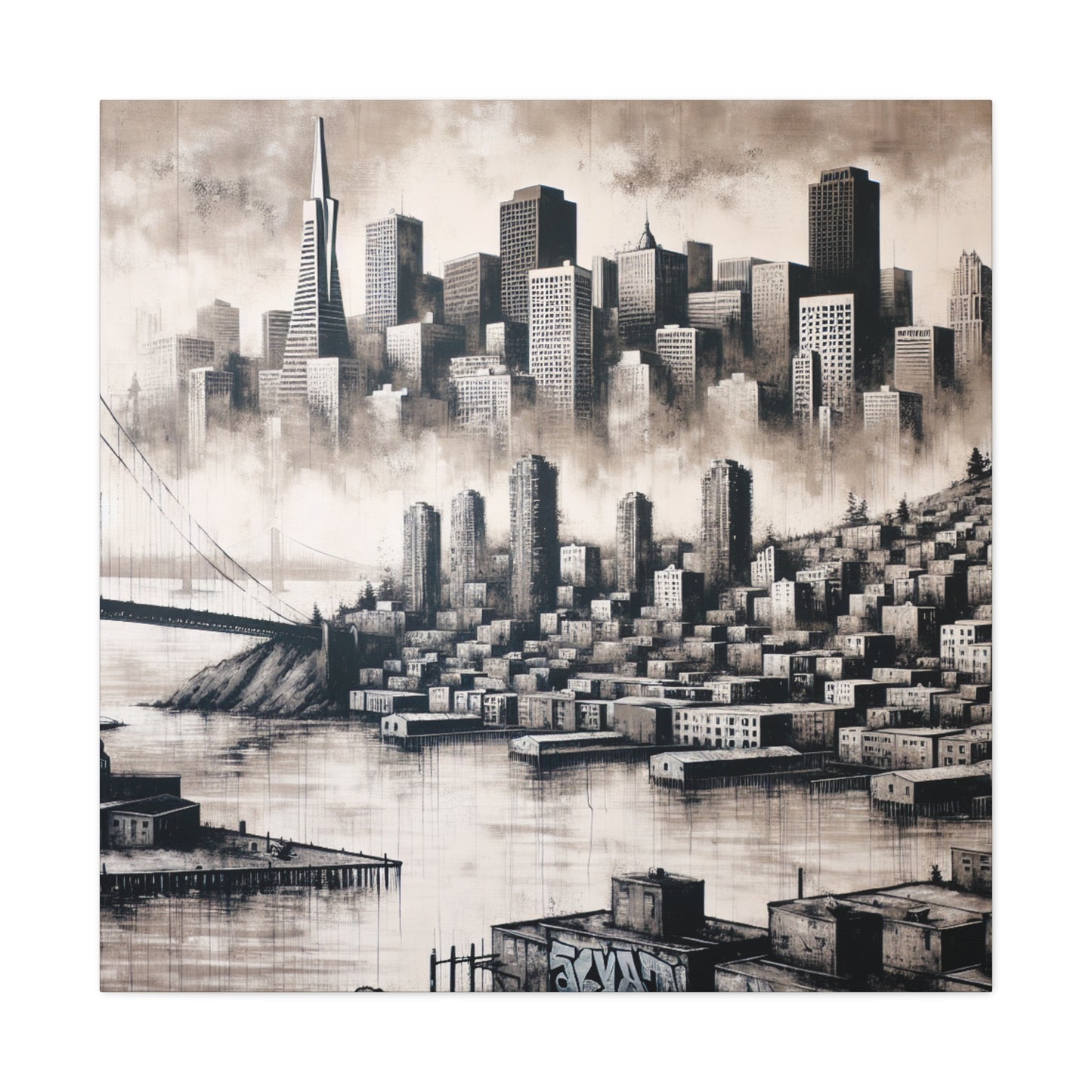 Golden City in Motion. - Canvas