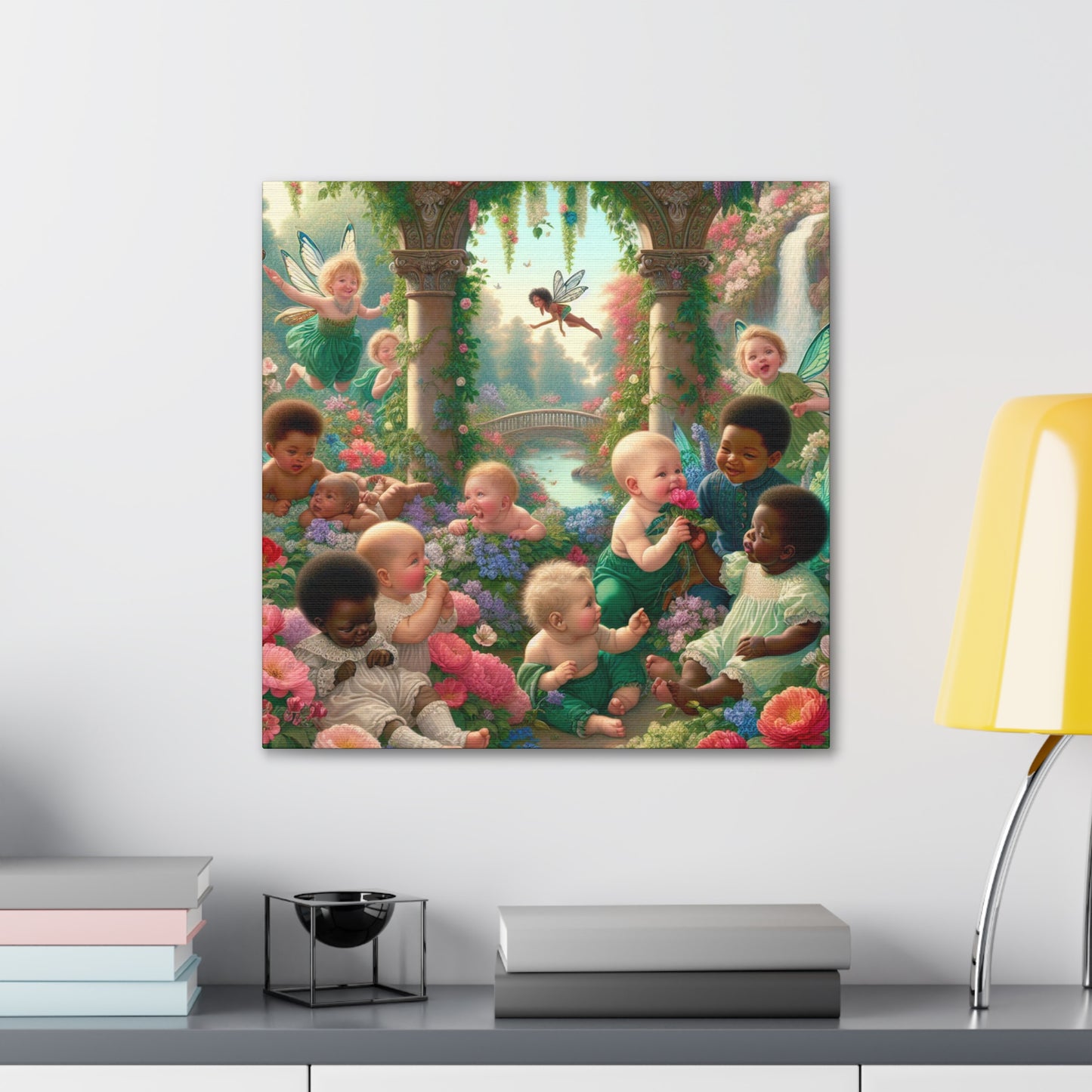 Whimsical Blooms and Sprites - Canvas