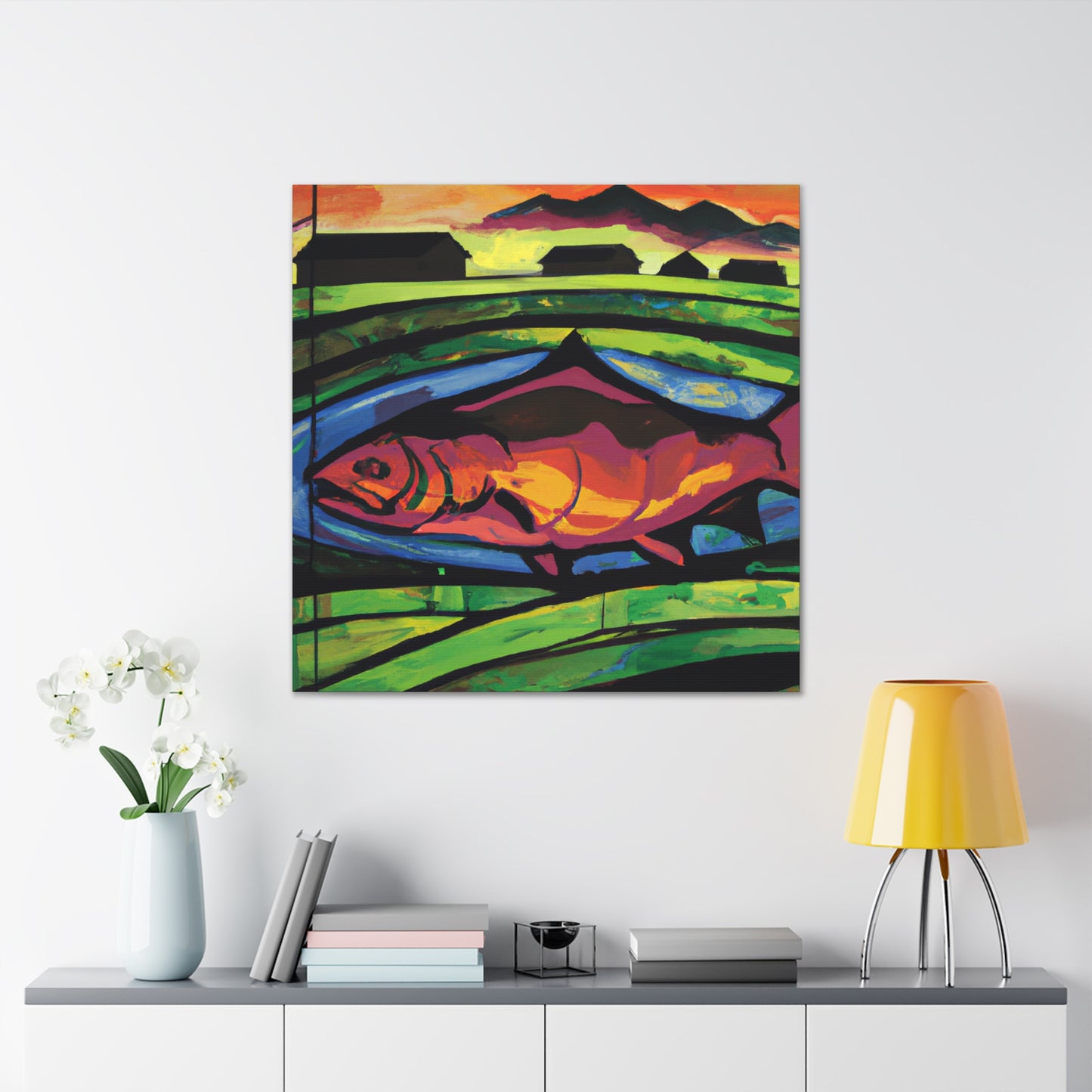 Salmon in the City - Canvas