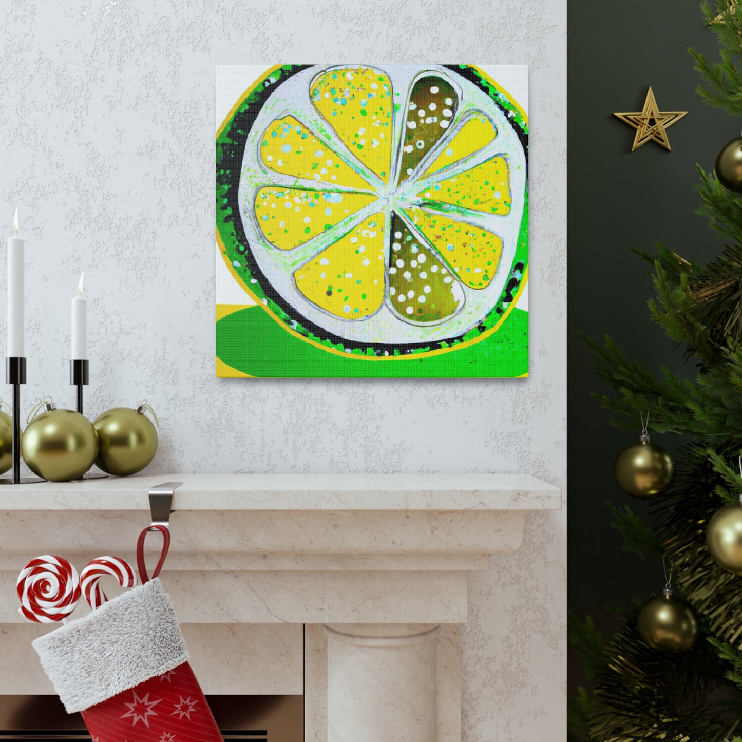 Lemon Folk Art Painting - Canvas