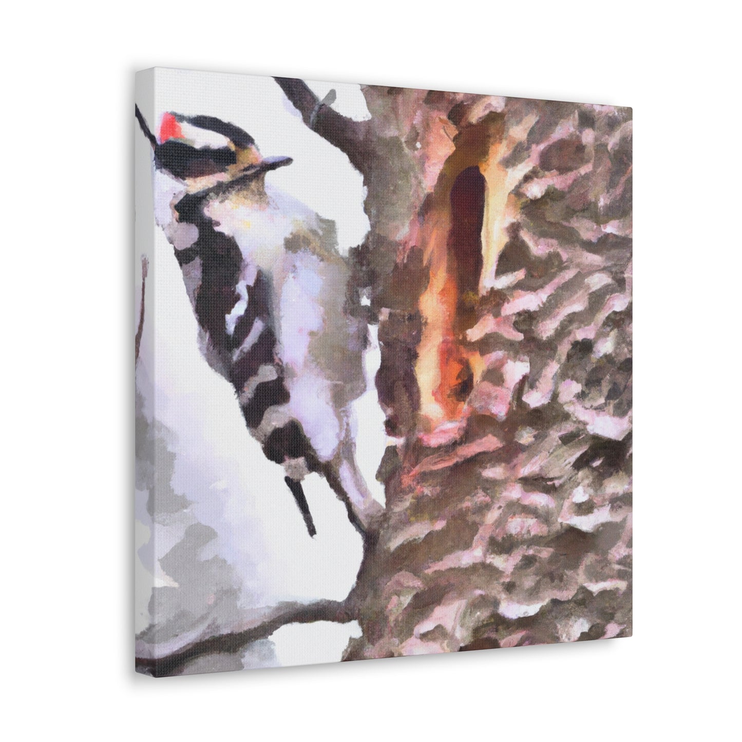 "Downy Woodpecker Impression" - Canvas