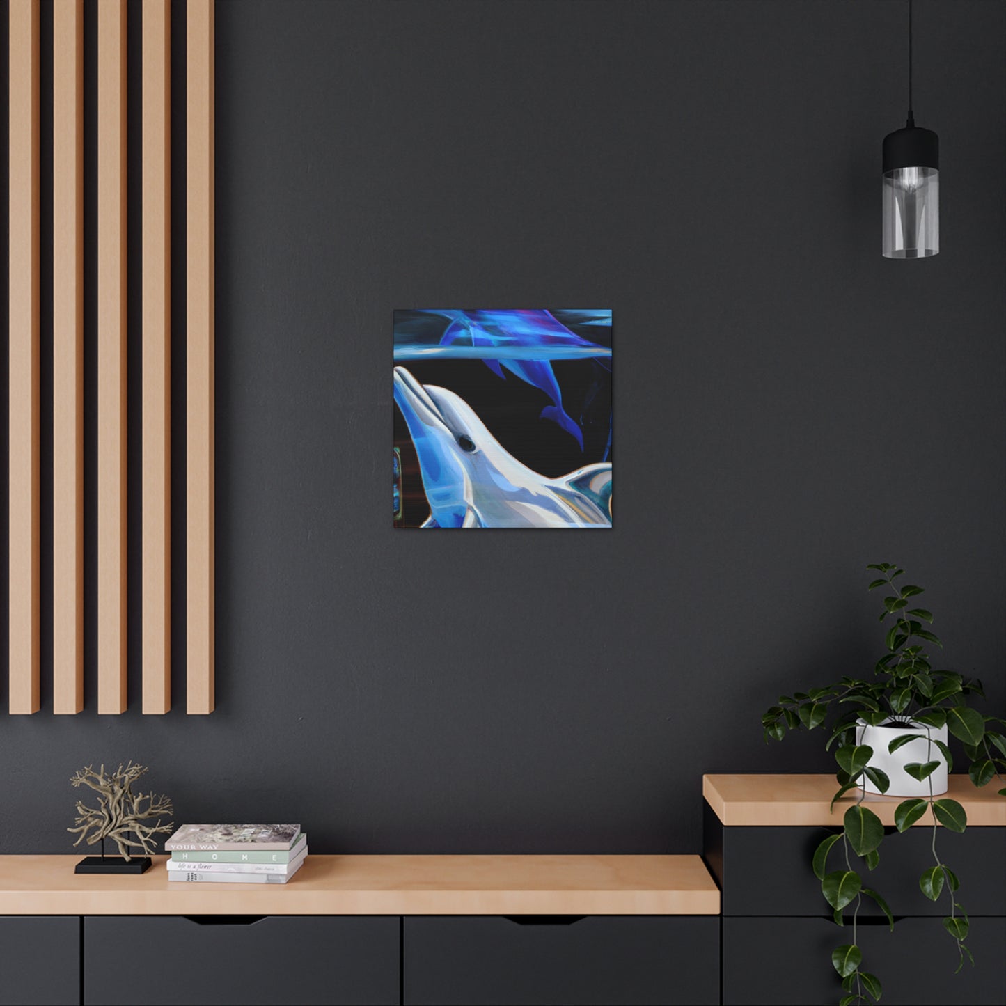 "Dolphin's Midnight Swim" - Canvas