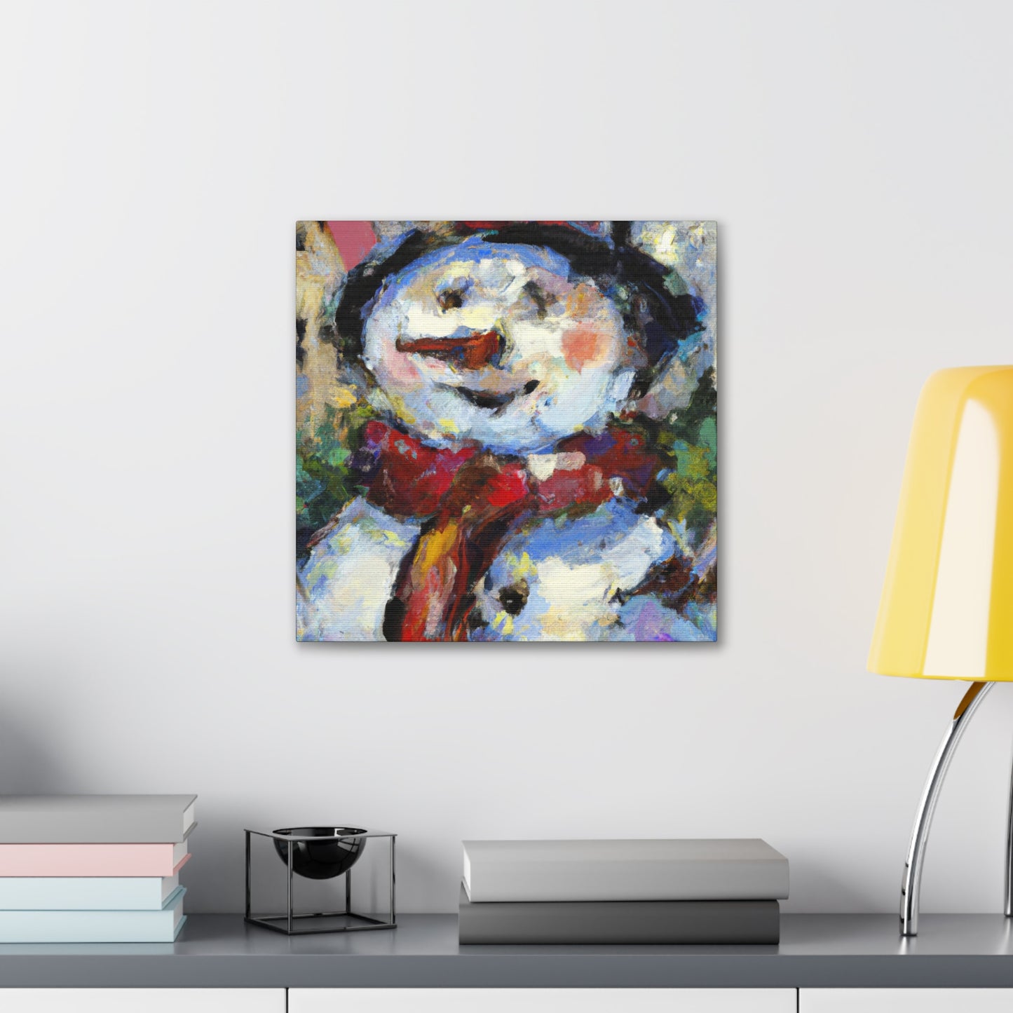 Snowman in Wintertime - Canvas