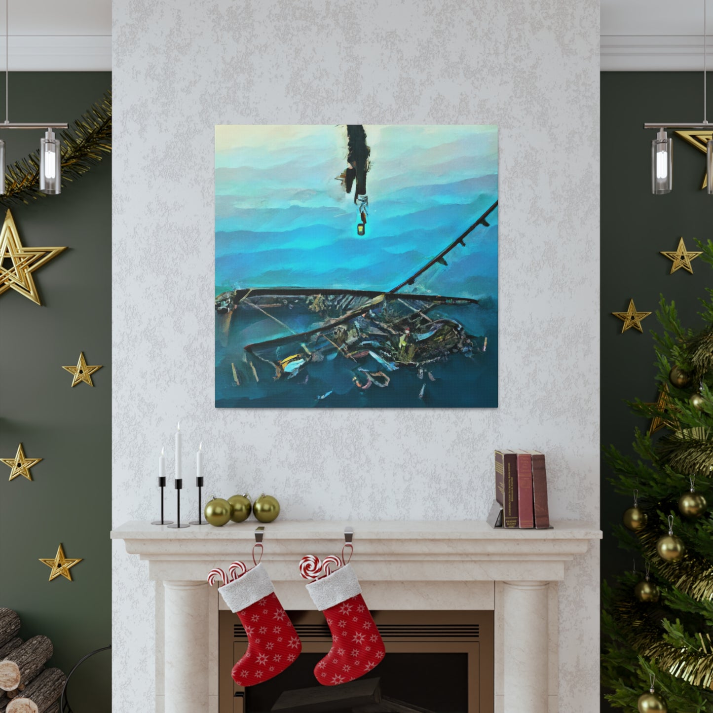 Catching Fish Amidst Rollers - Canvas