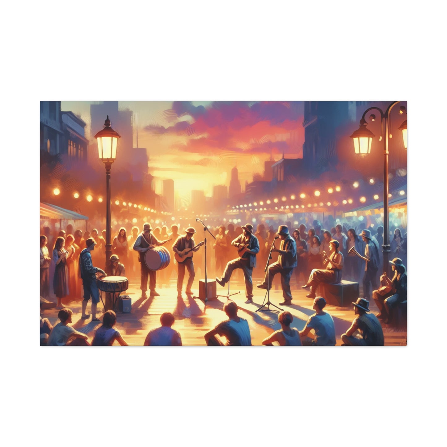 "Buskers' Vibrant Street Showcase" - Canvas