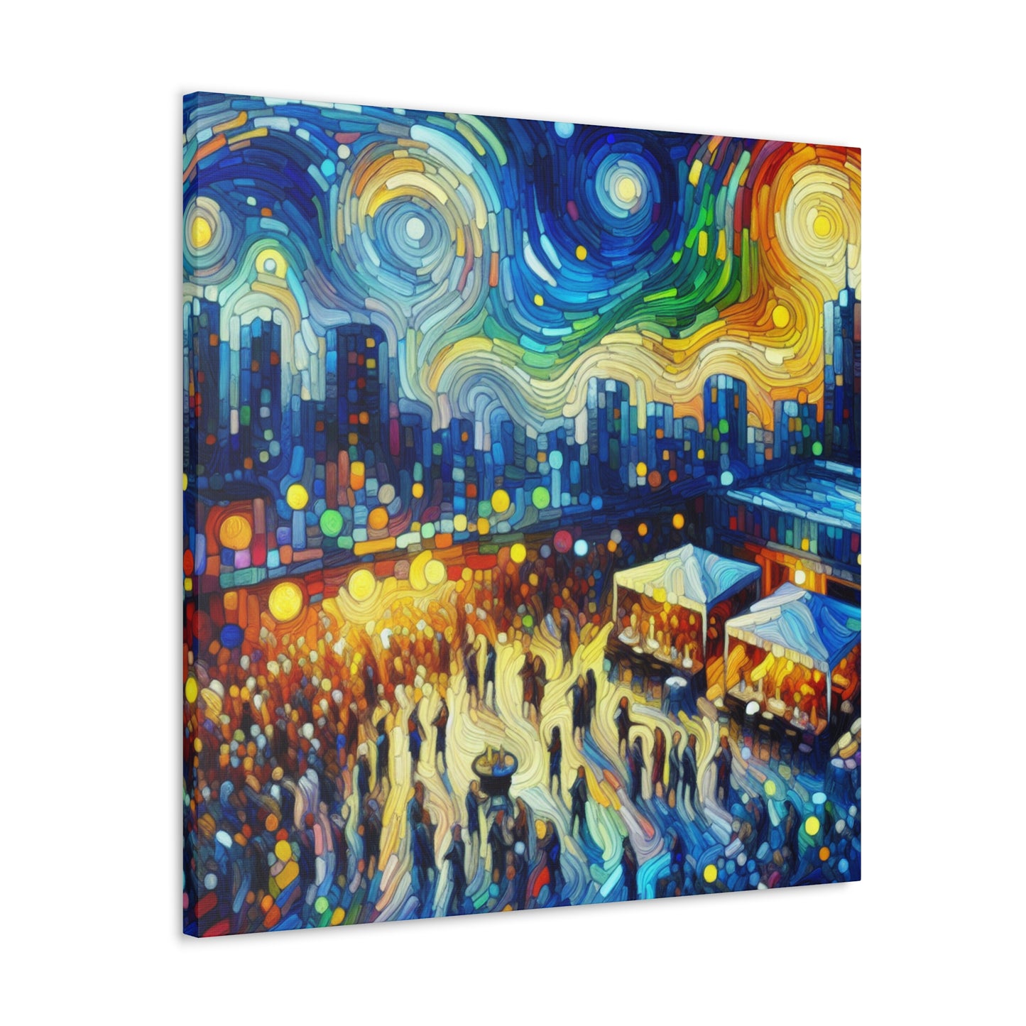 "Vibrant Rooftop Revelry" - Canvas