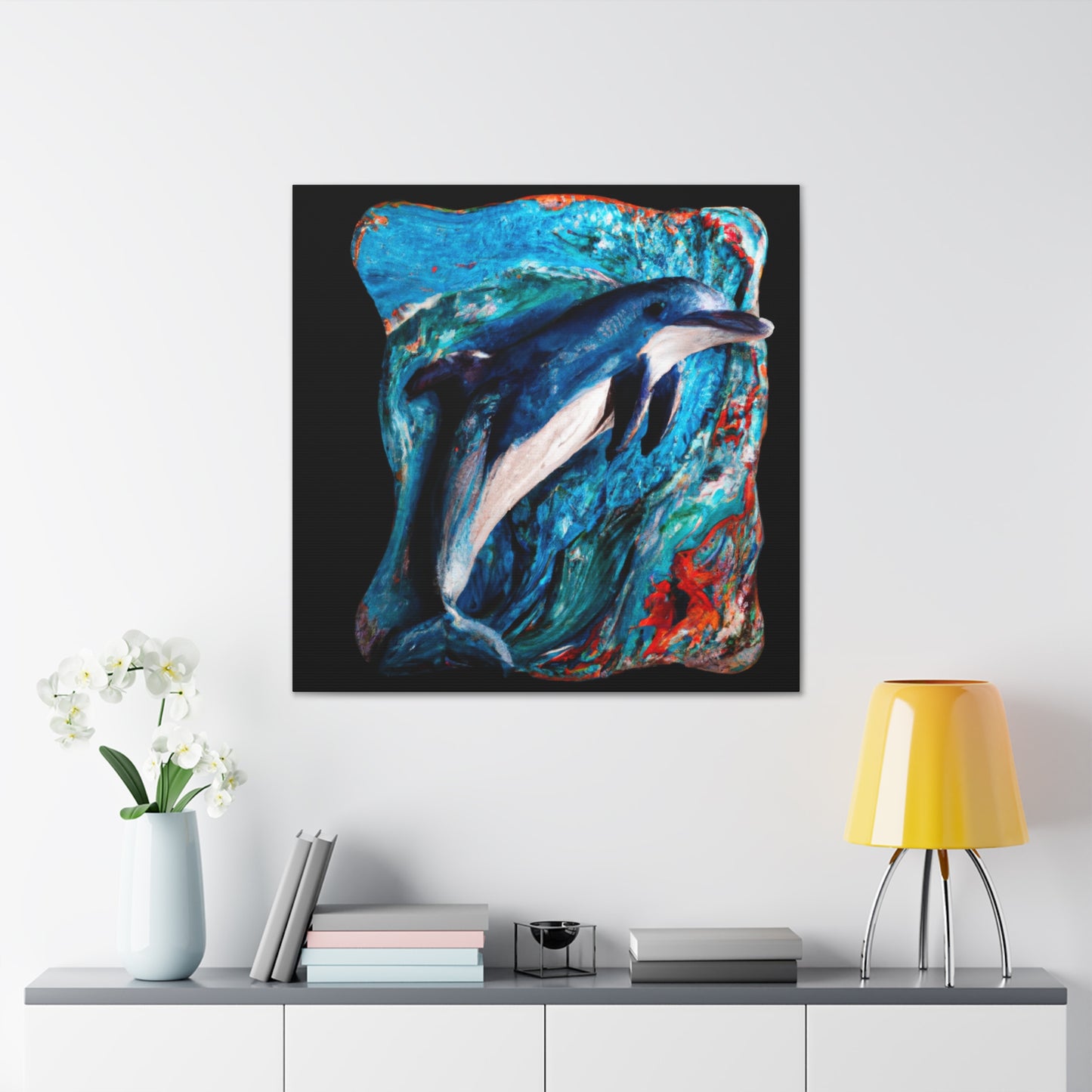 Dolphins in Harmony. - Canvas