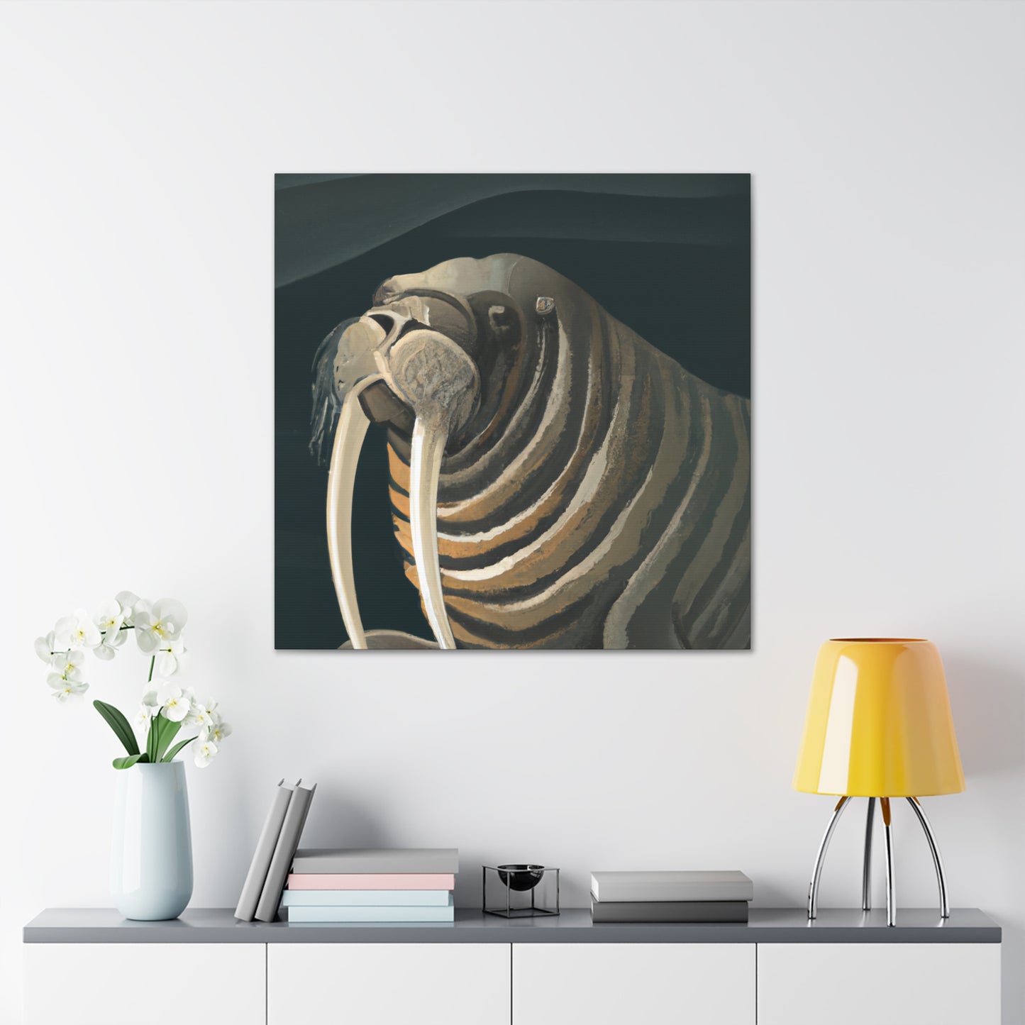 "Walrus in Moonlight Pose" - Canvas