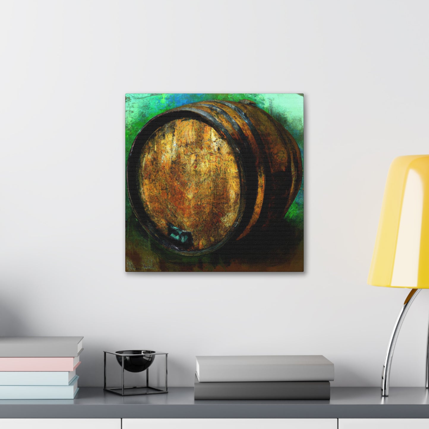 "Whiskey Barrels Glistening". - Canvas