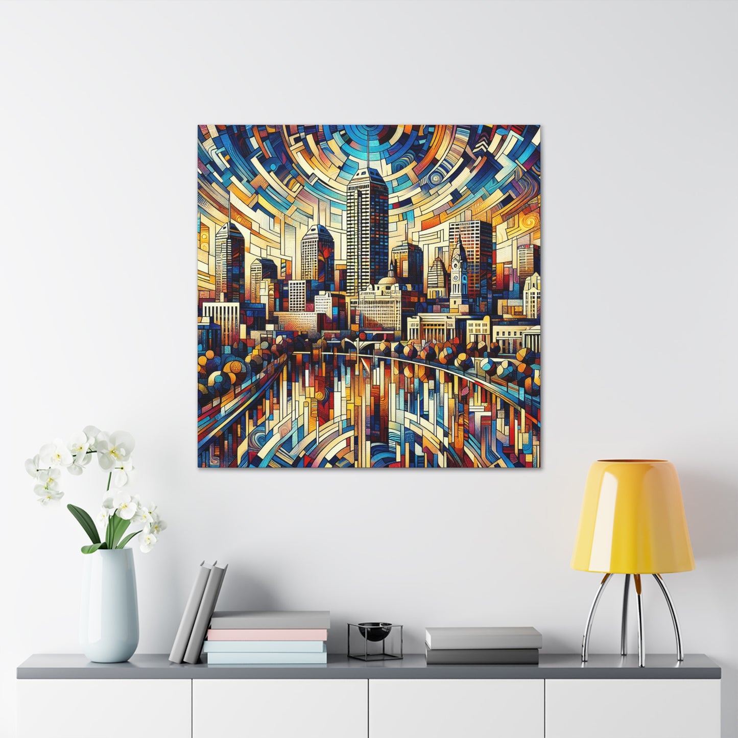 "City Kaleidoscope: Colorful Indianapolis" - Canvas