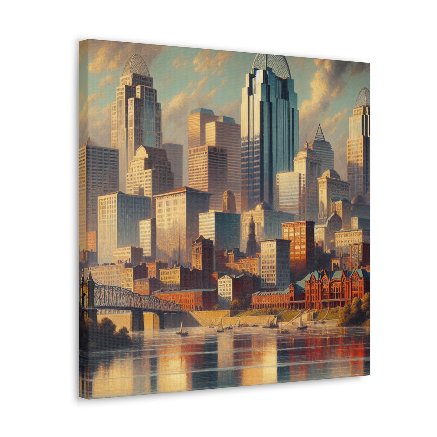 "Riverside Serenity: Cincinnati" - Canvas