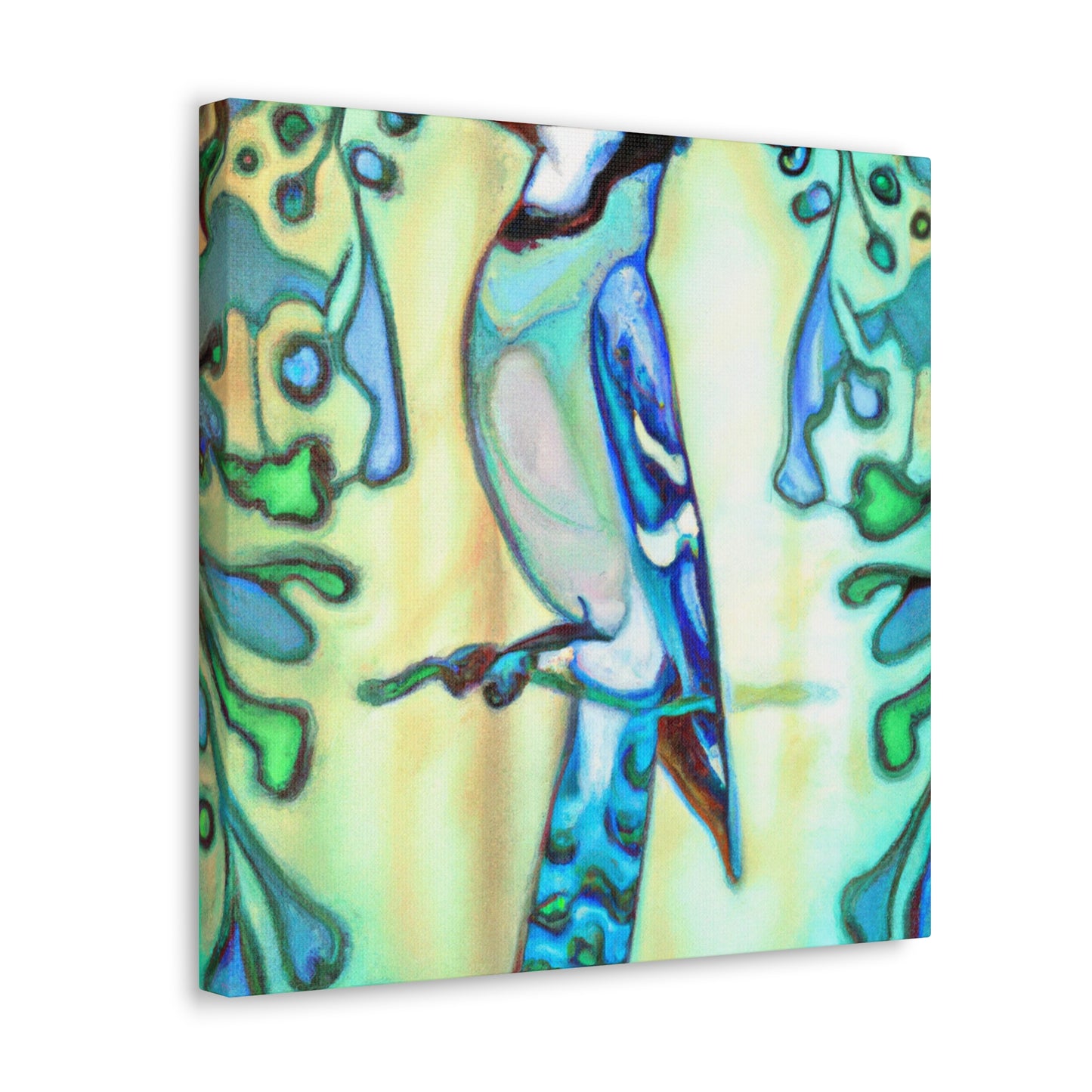 "Blue Jay's Captivating Flight" - Canvas