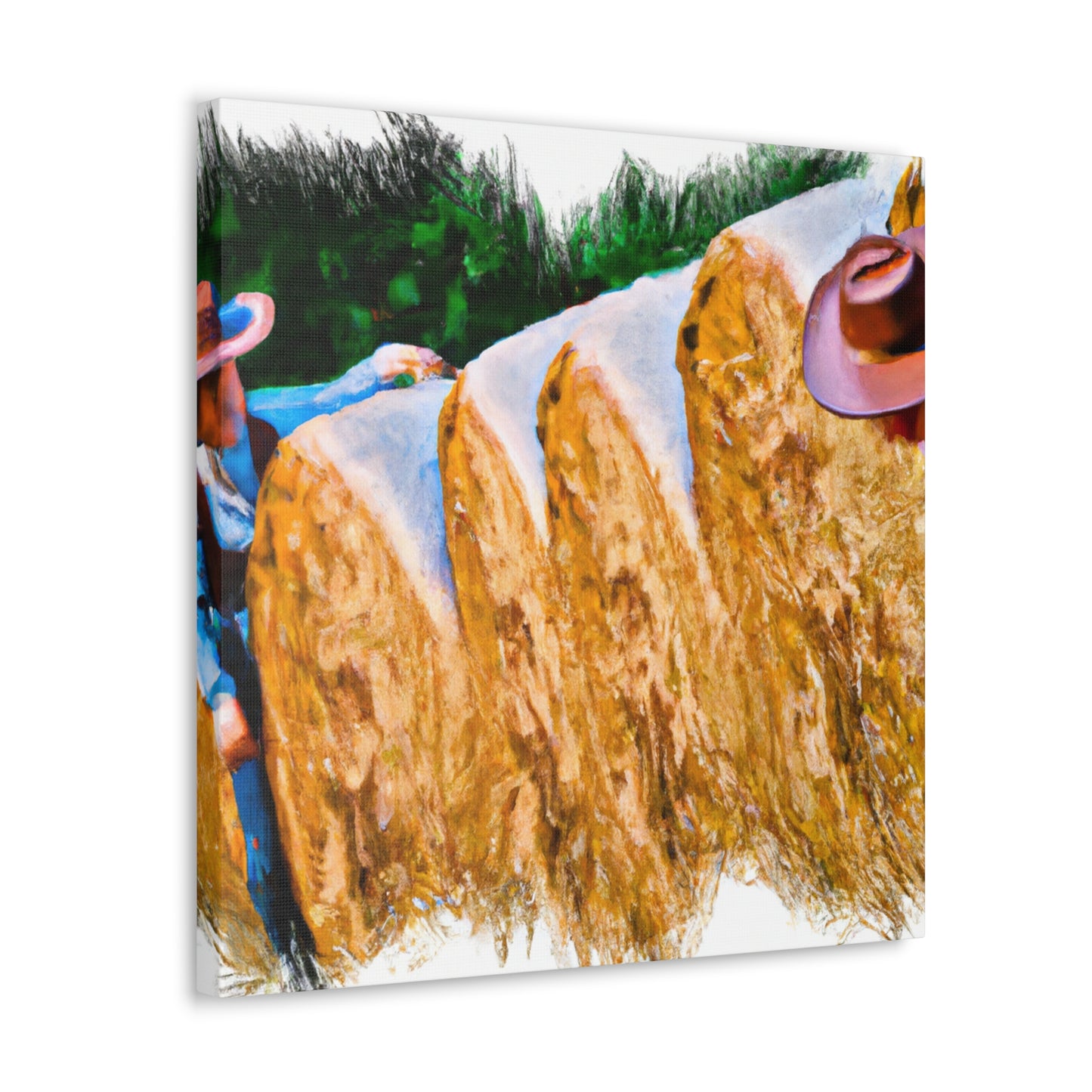 "Hay Bales Glow Blue" - Canvas