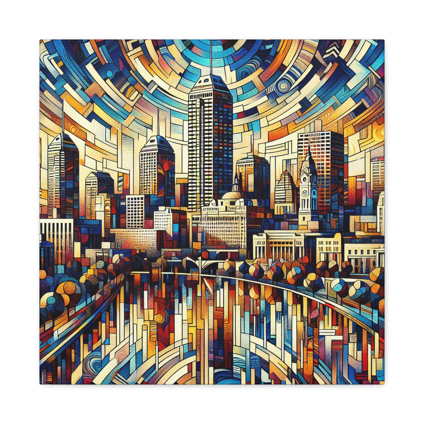 "City Kaleidoscope: Colorful Indianapolis" - Canvas