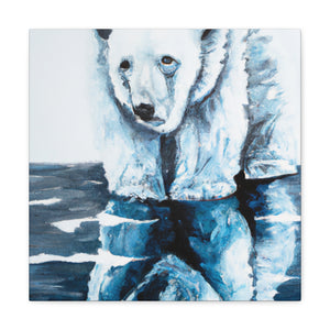 "Polar Bear in Snow" - Canvas