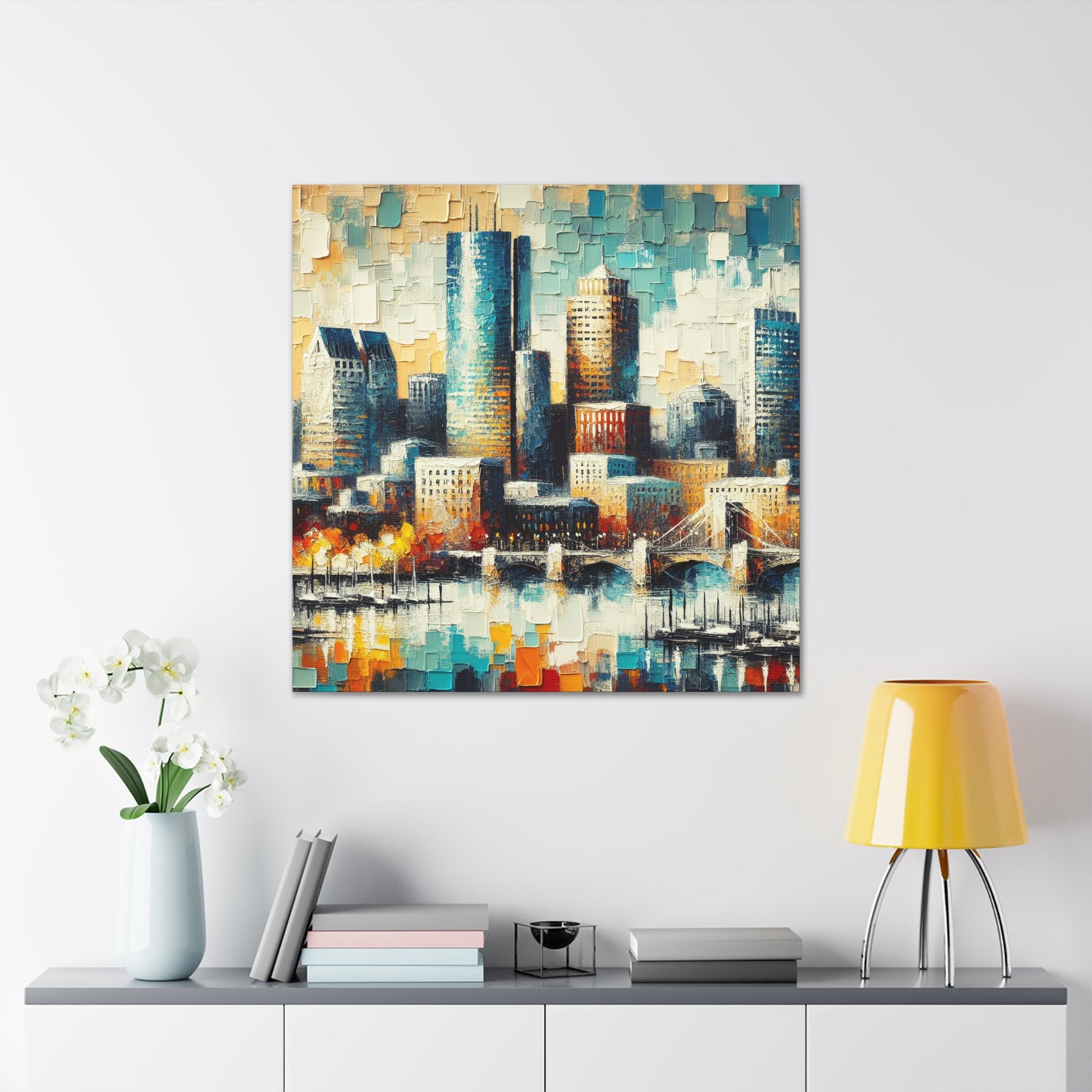 Urban Symphony in Blue - Canvas