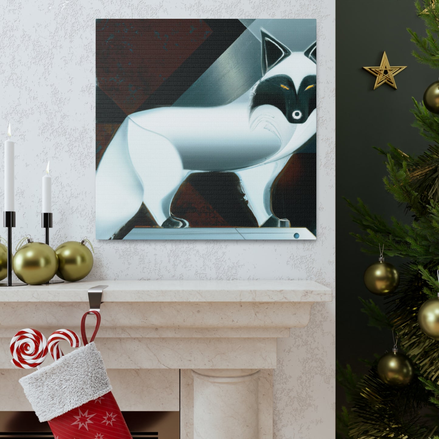 Arctic Fox Art Deco - Canvas