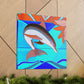 "Dancing Dolphin Deco" - Canvas