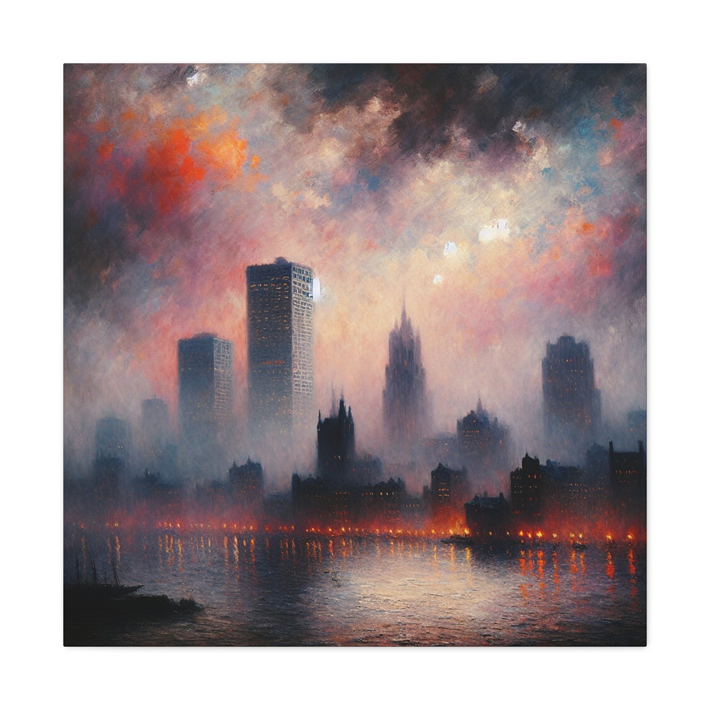 "Whispering Rivers, Vibrant City" - Canvas