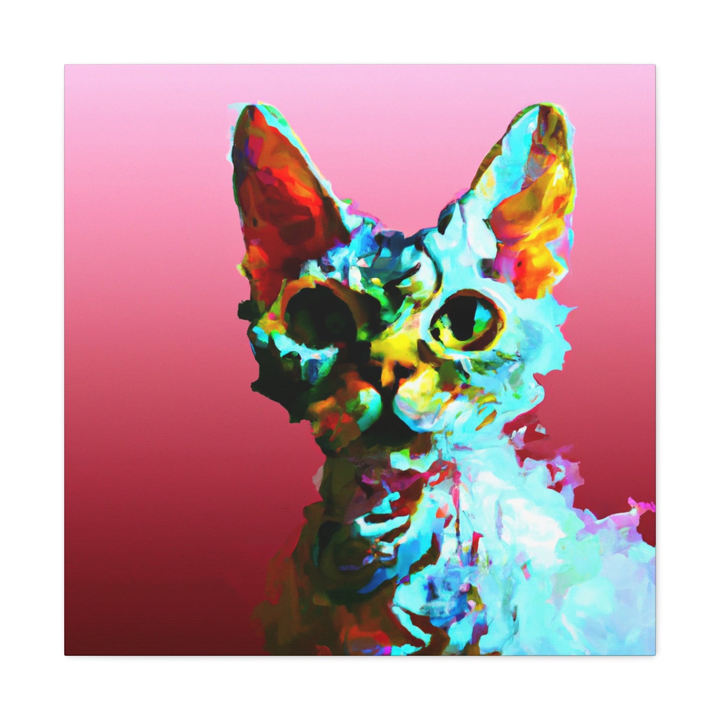 Devon Rex Portrait emot. - Canvas