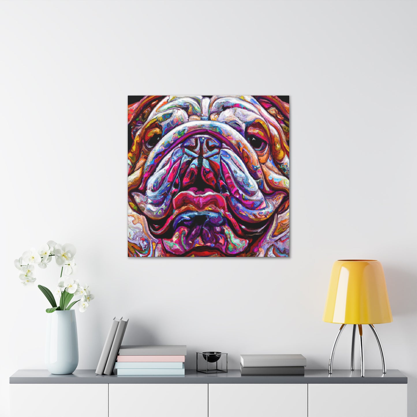 "Playful English Bulldog" - Canvas