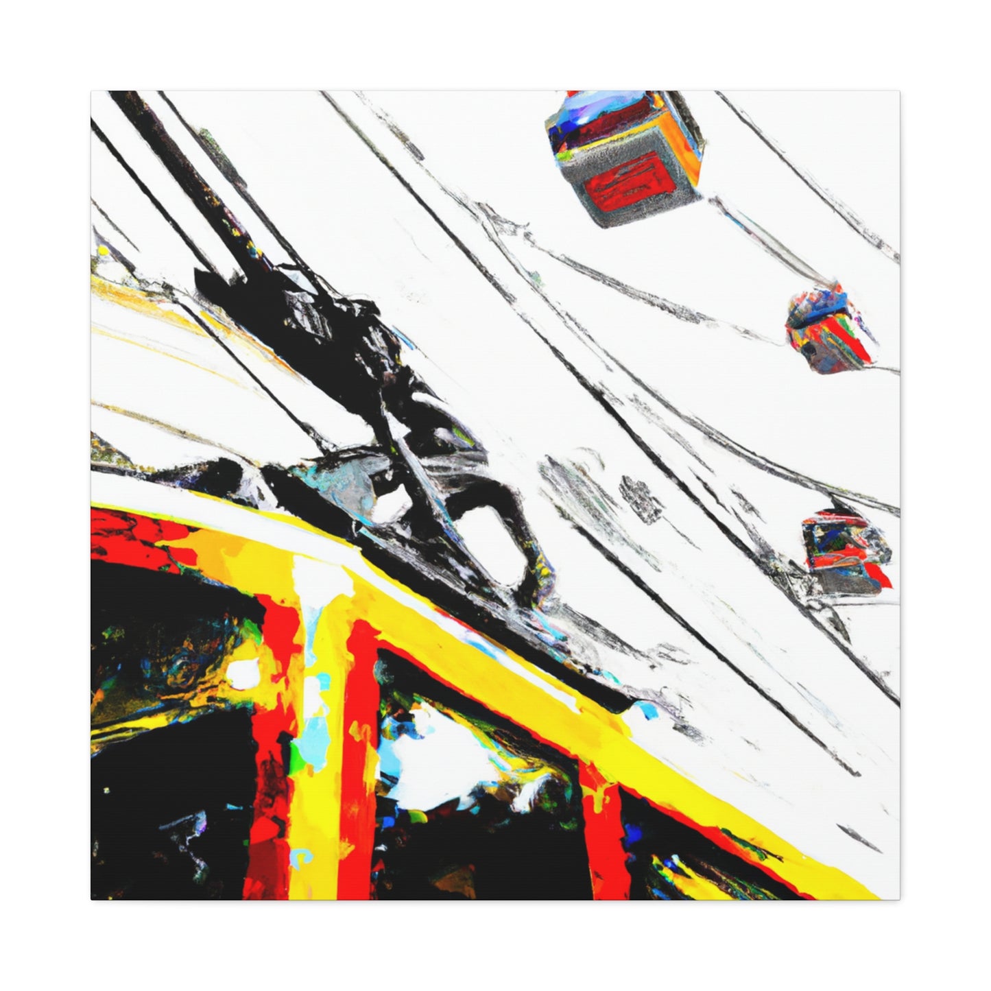 City Cable Car Scene - Canvas