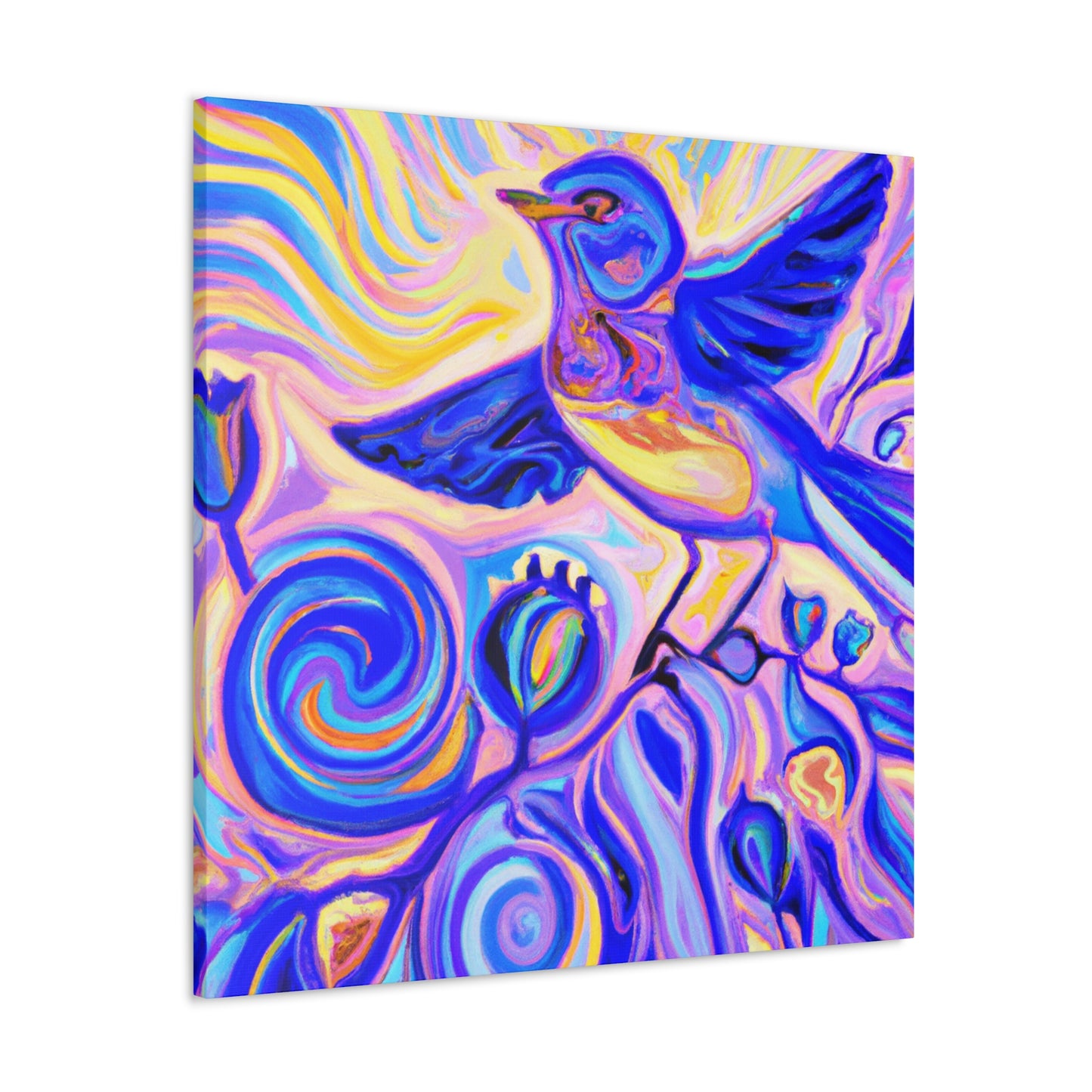 "Bluebird and Brilliant Blooms" - Canvas