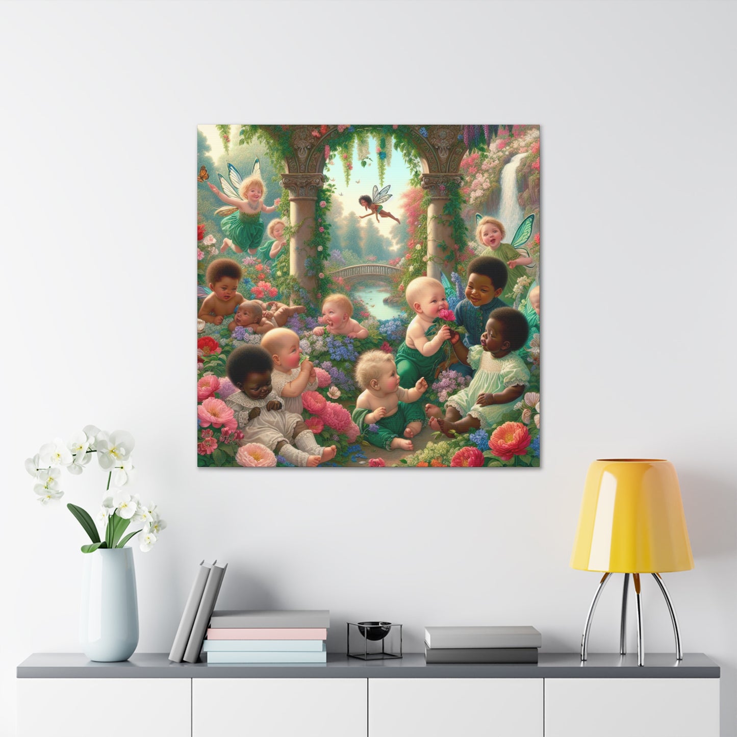 Whimsical Blooms and Sprites - Canvas