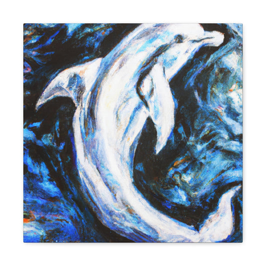 Dolphins in Moonlight Scene - Canvas