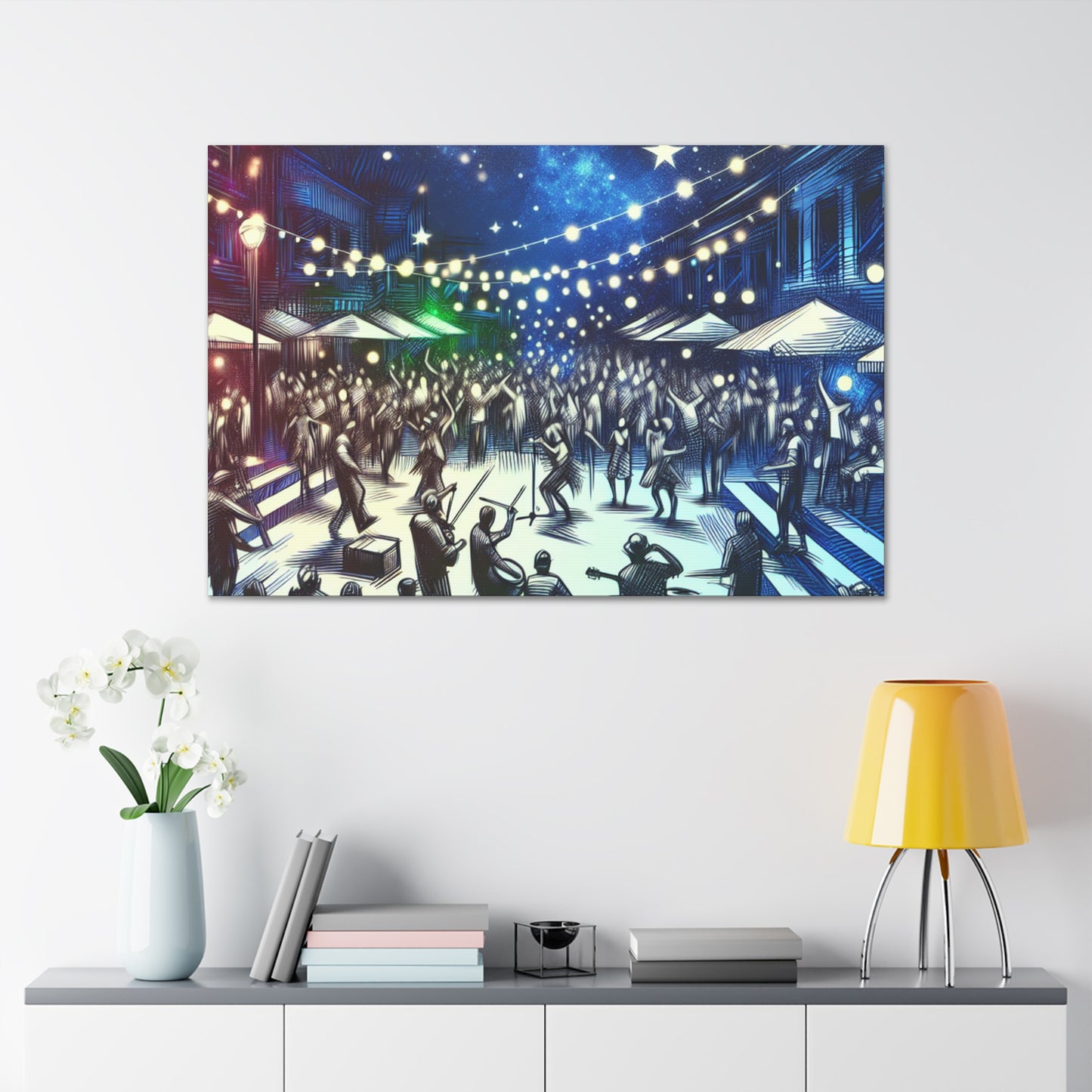 Buskers on Cobblestone Avenue - Canvas