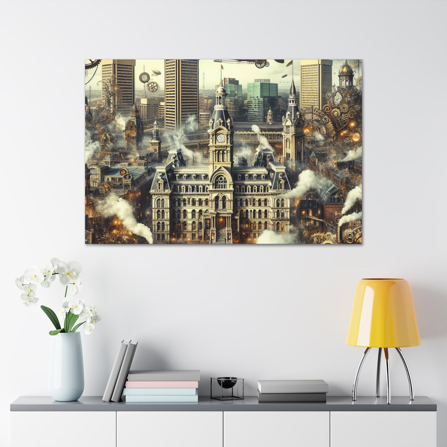 "Steam City Secrets Unfold" - Canvas