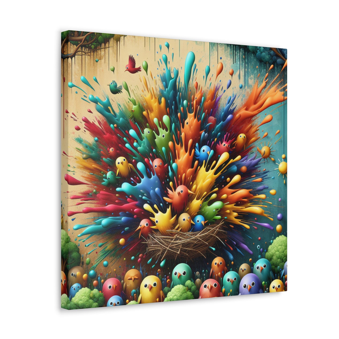 Feathered Fantasia: Avian Harmony - Canvas