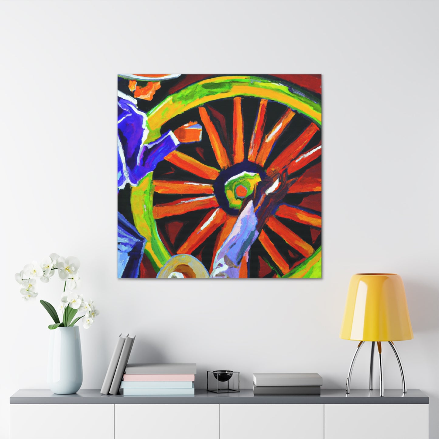 A Vibrant Wagon Wheel - Canvas