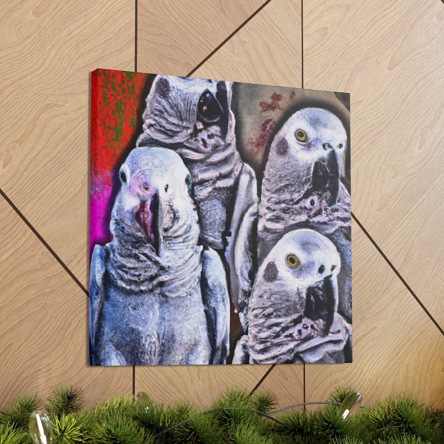 African Greys Sunset - Canvas