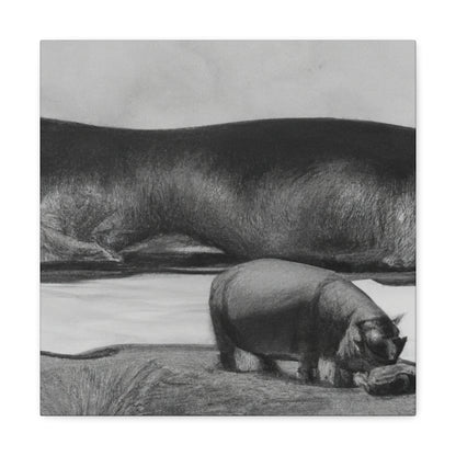 Hippo in the River - Canvas