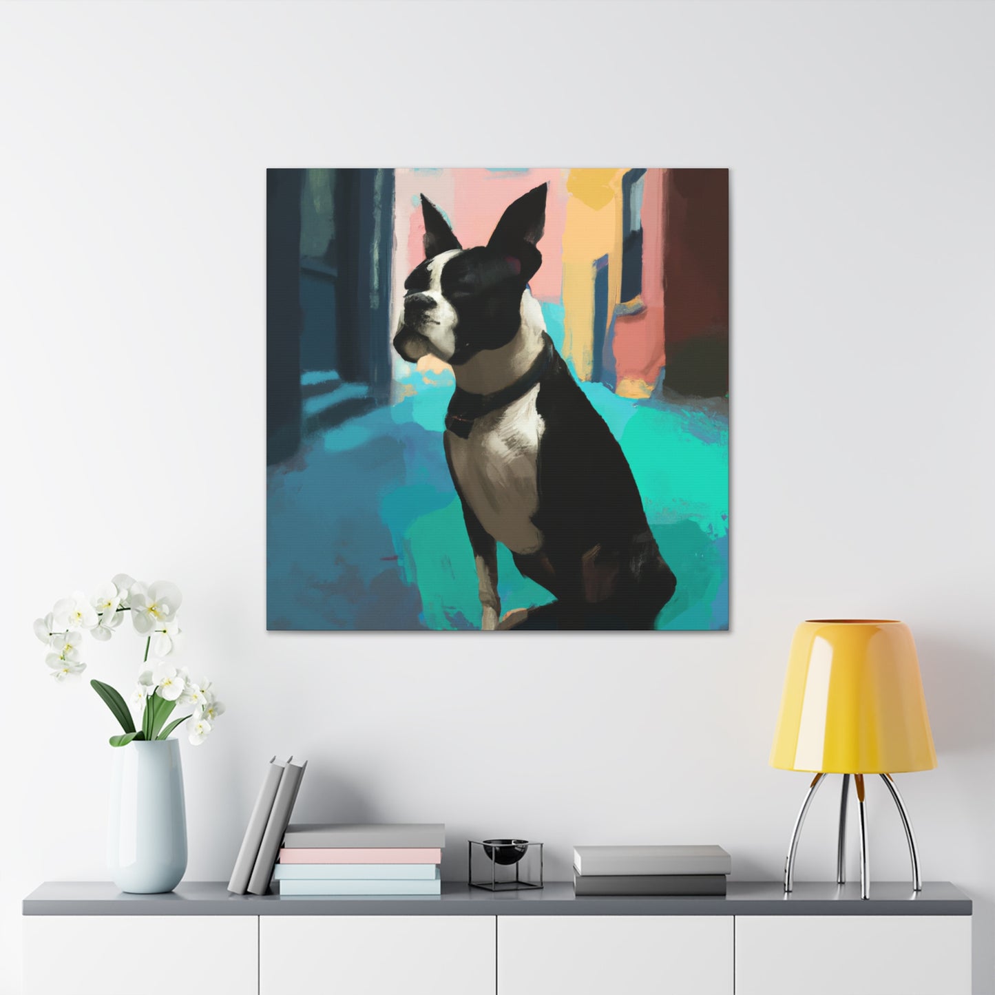 Boston Terrier Lounging - Canvas