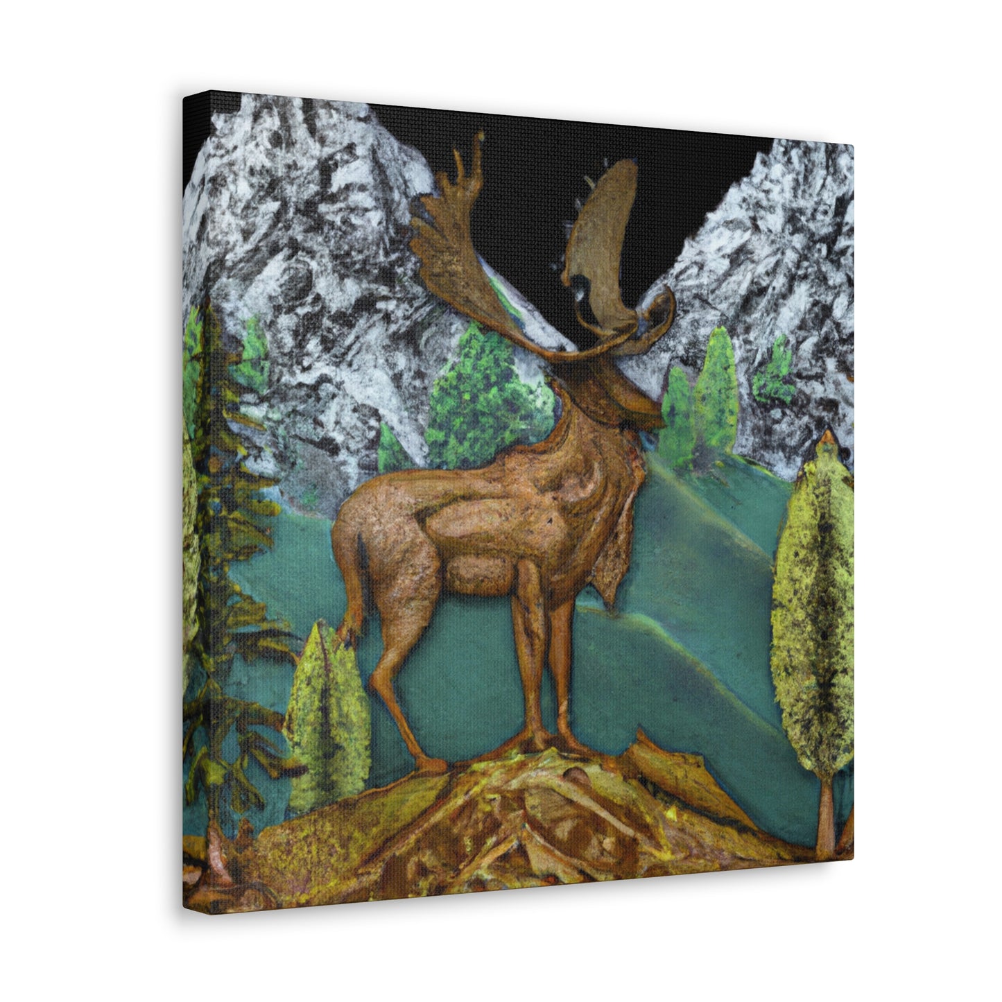 Deer in Moonlight Glow - Canvas