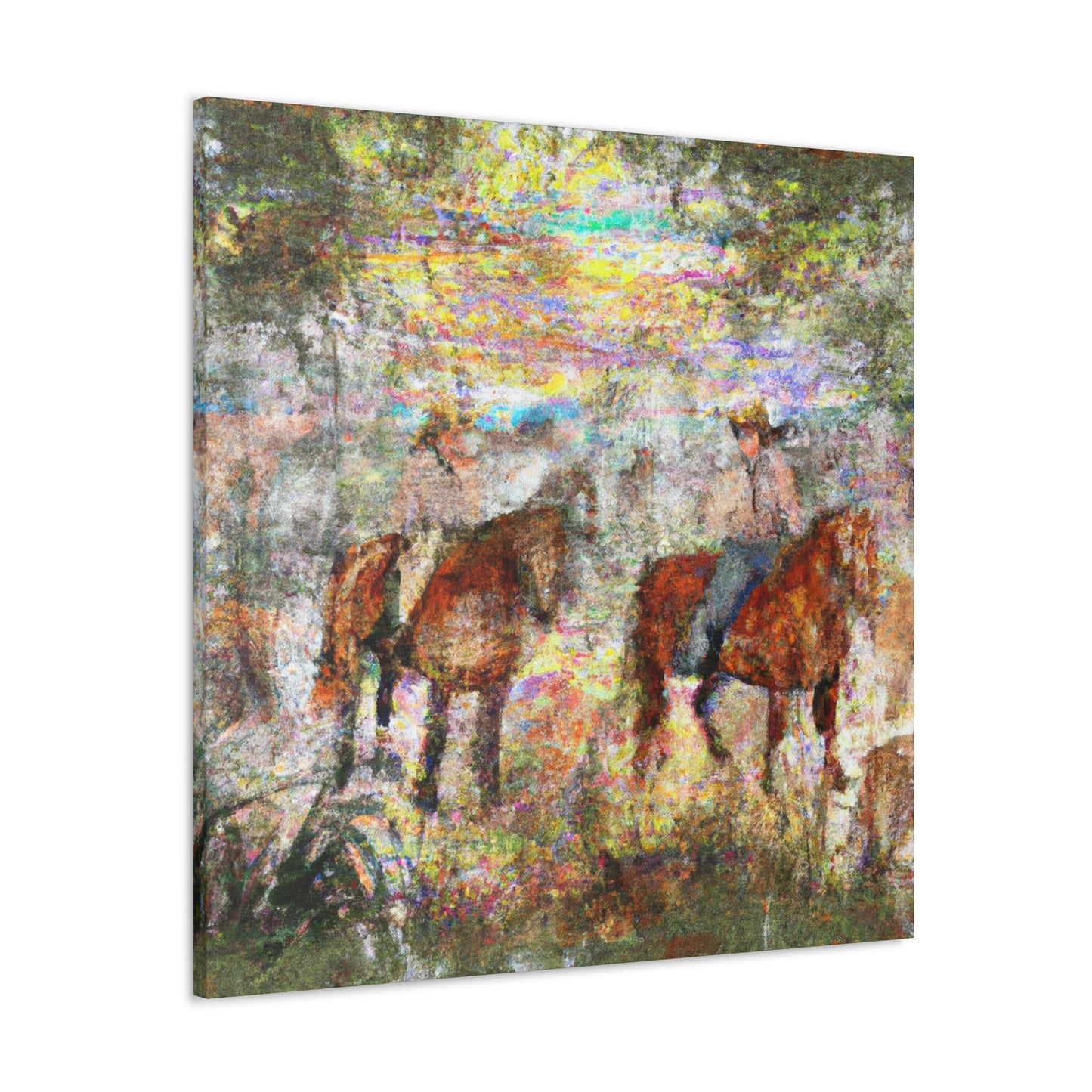 "Fog and Frolicing Horses" - Canvas