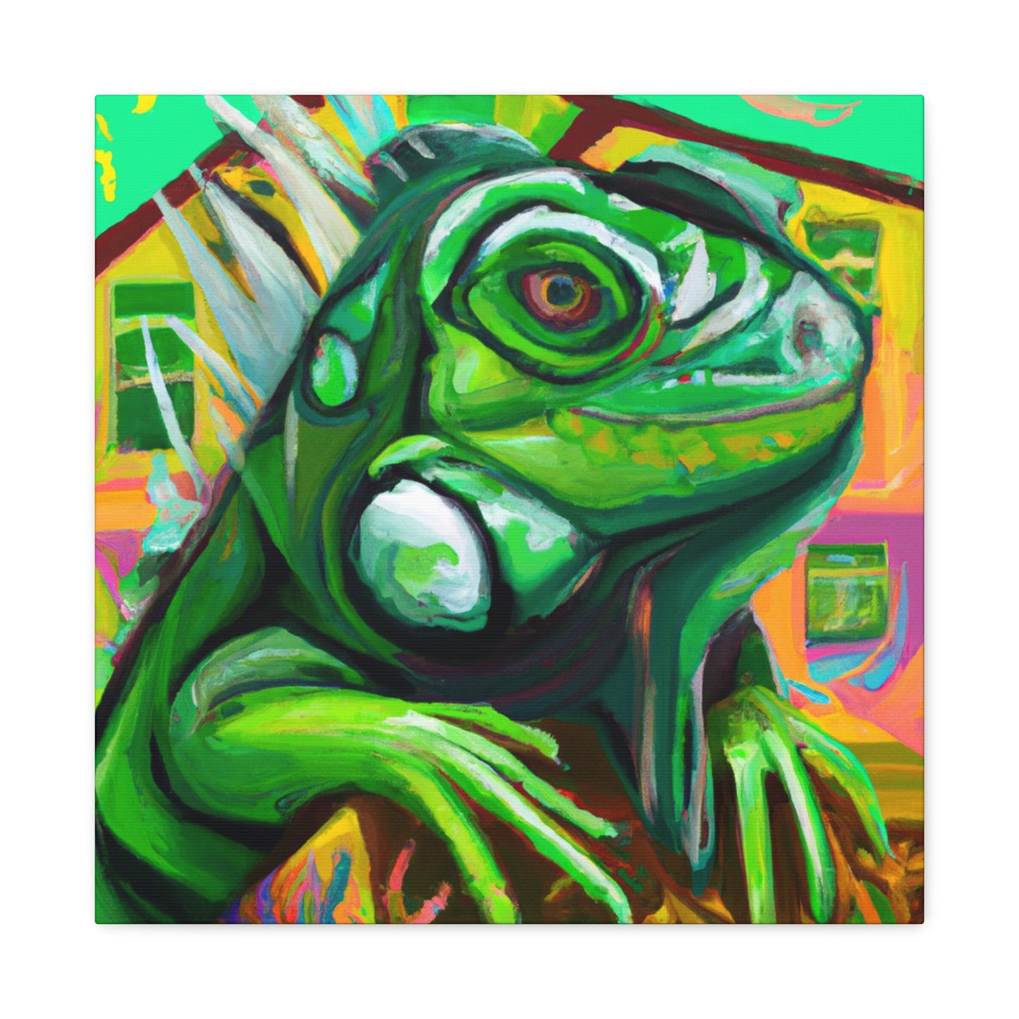 Iguana in Green Hues - Canvas