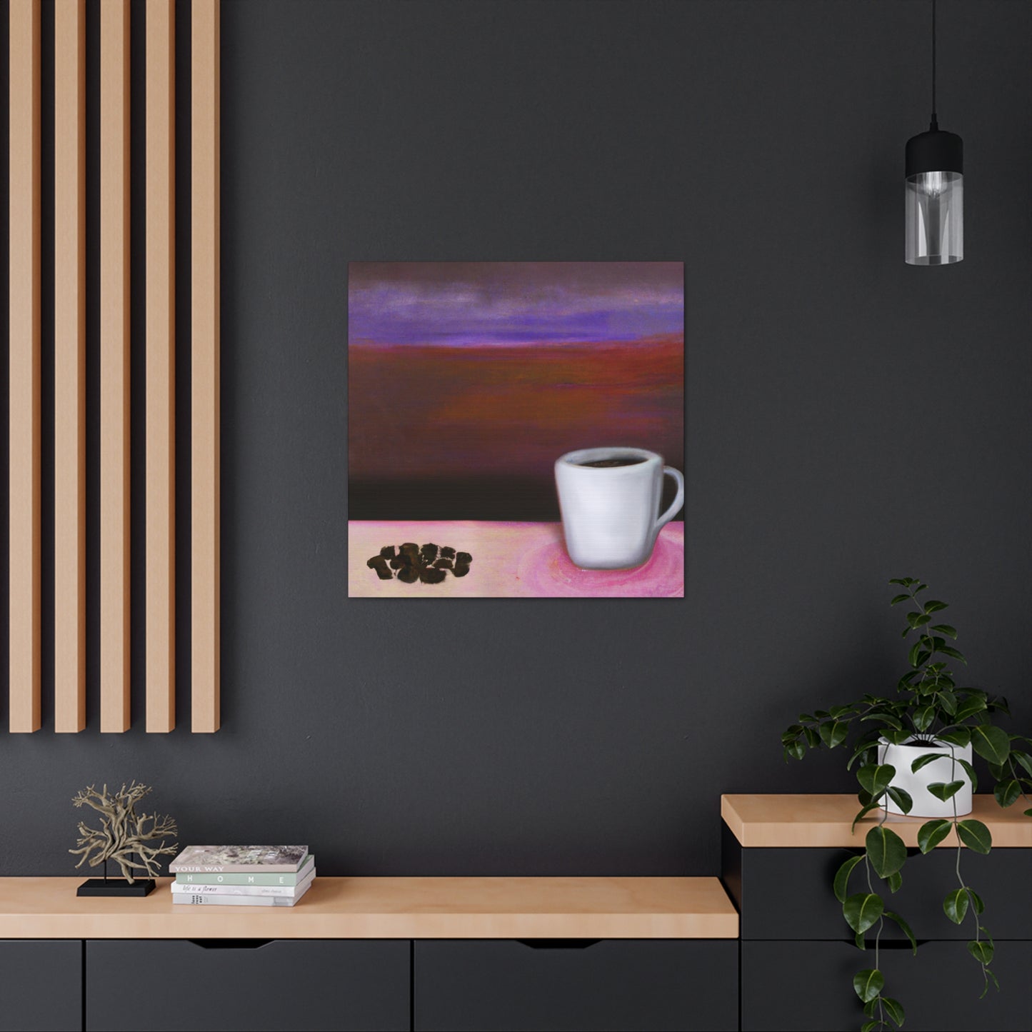 Coffee in Moonlight Scene - Canvas