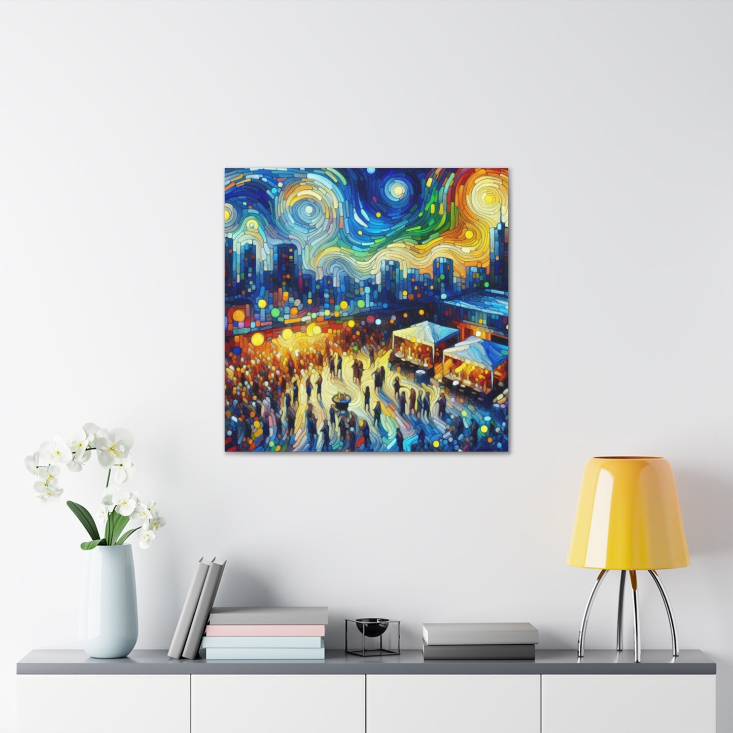 "Vibrant Rooftop Revelry" - Canvas