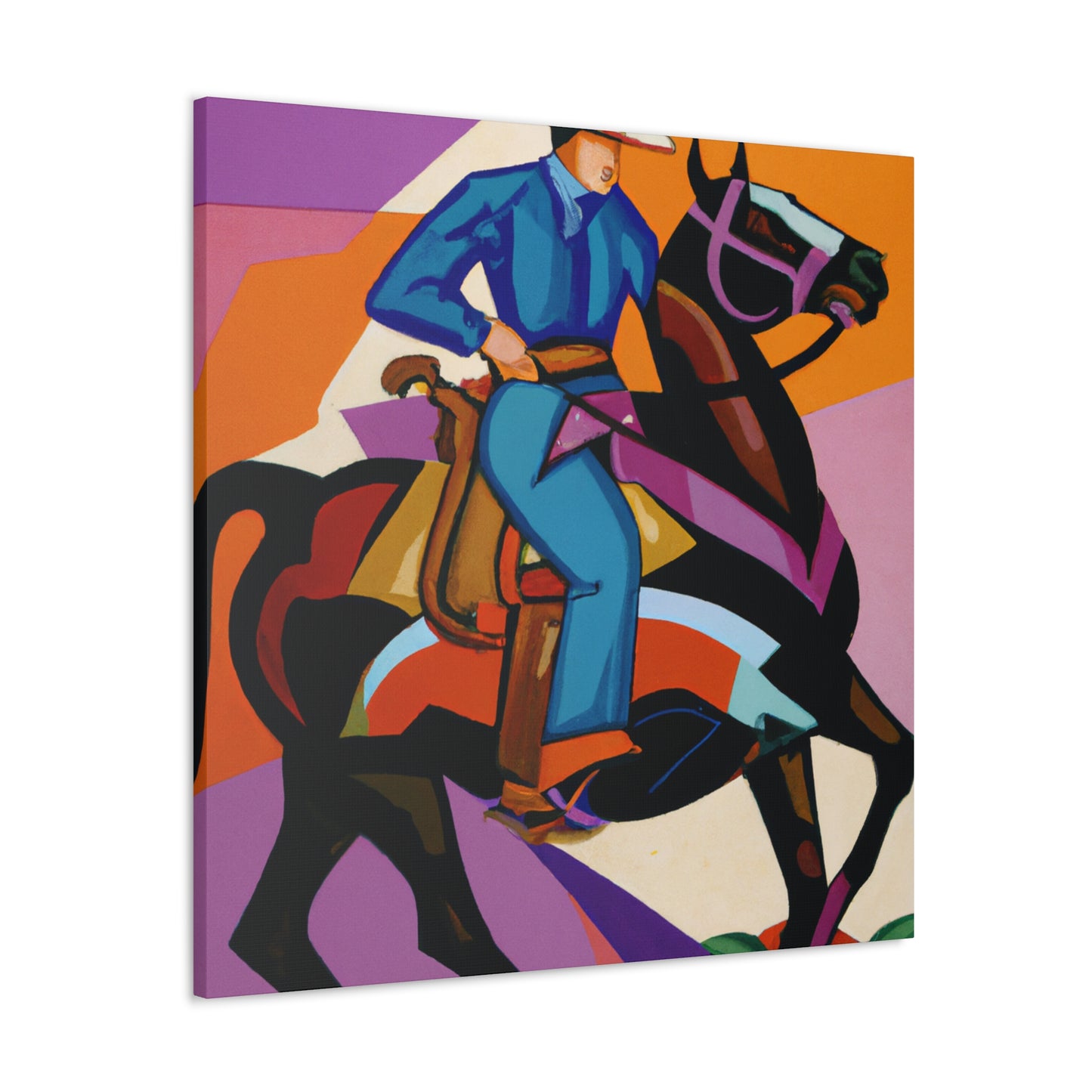 "Cowboy's Bold Tumble" - Canvas