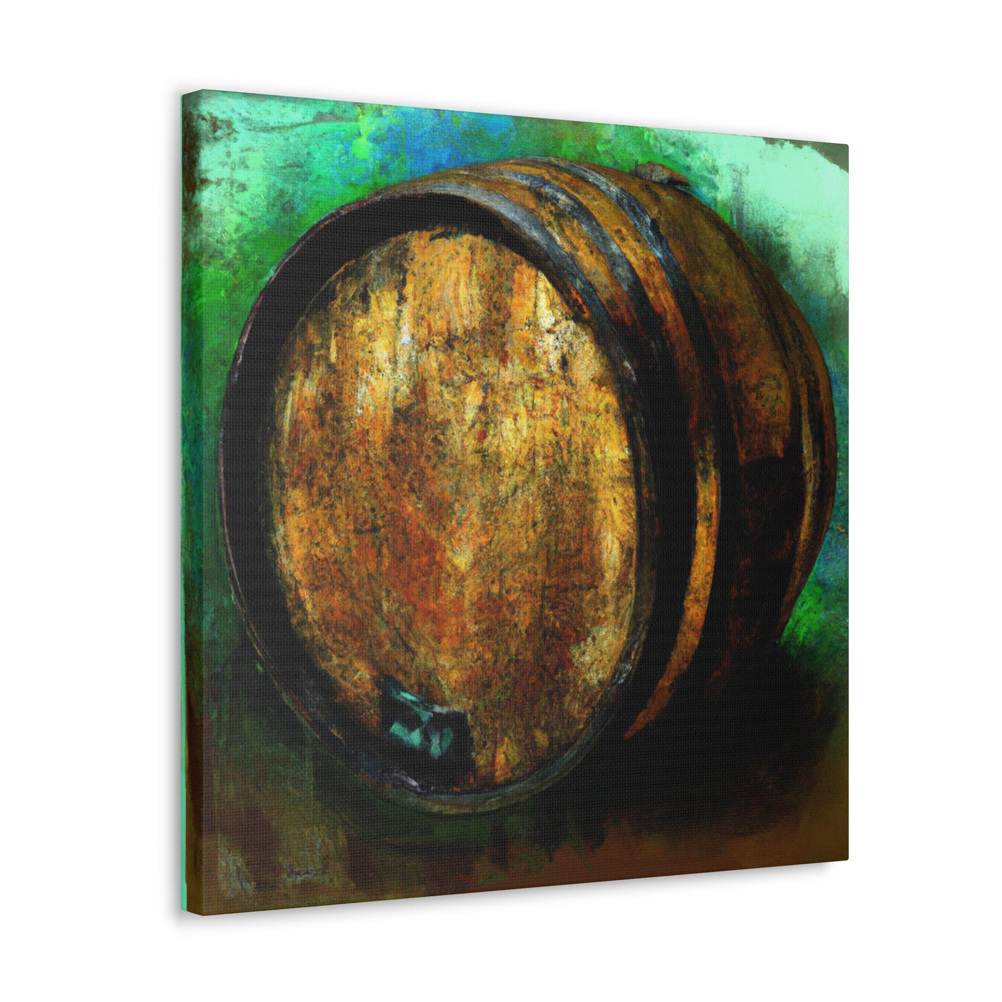 "Whiskey Barrels Glistening". - Canvas