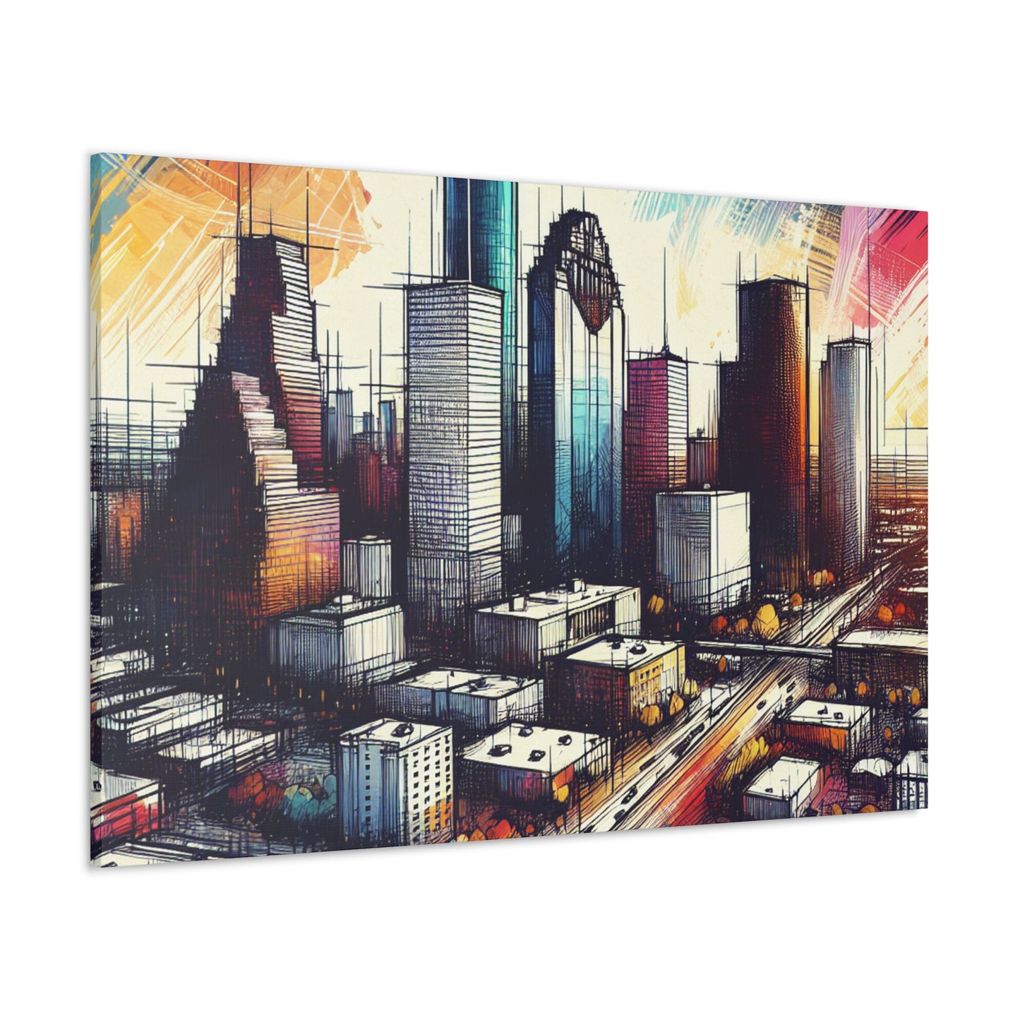 "Urban Luminosity: Houston's Vibes" - Canvas