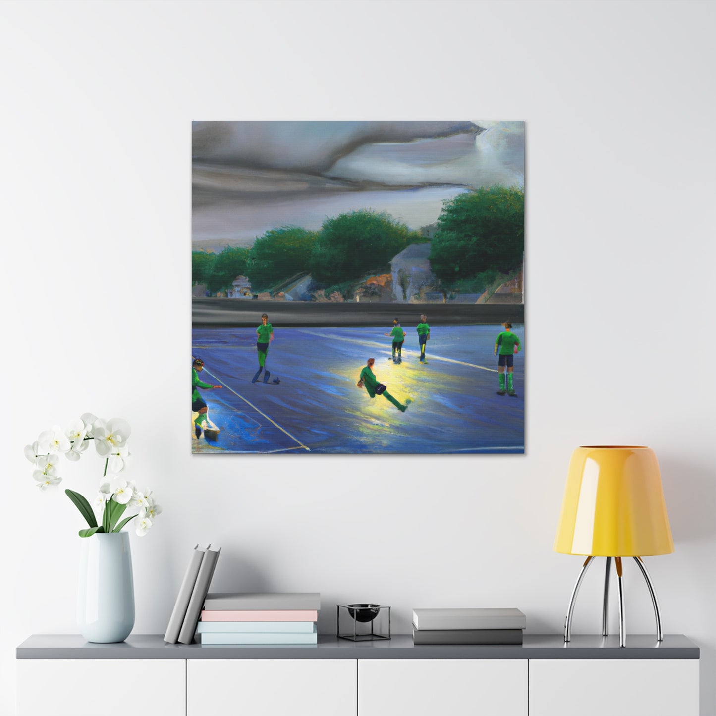 Playing Soccer Reflection - Canvas